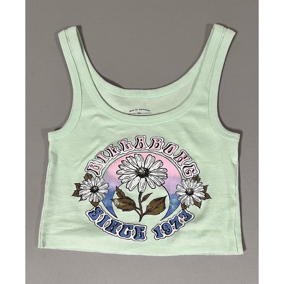 Billabong ‘Since 1973’ Daisy Flower Graphic Tank Crop Top Tee T-Shirt Size XS 🌼 - Picture 1 of 2